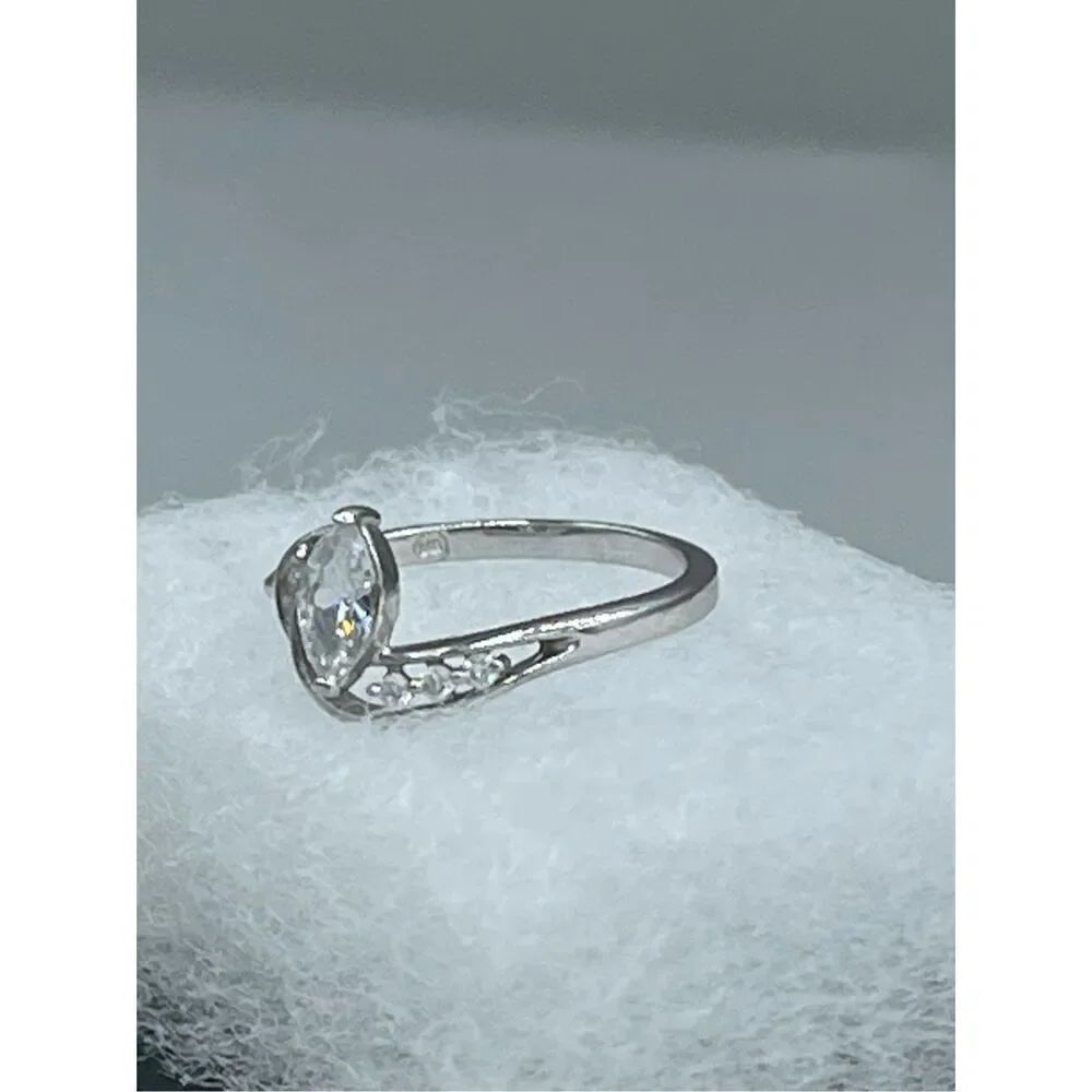 Silver plated white topaz statement piece ring